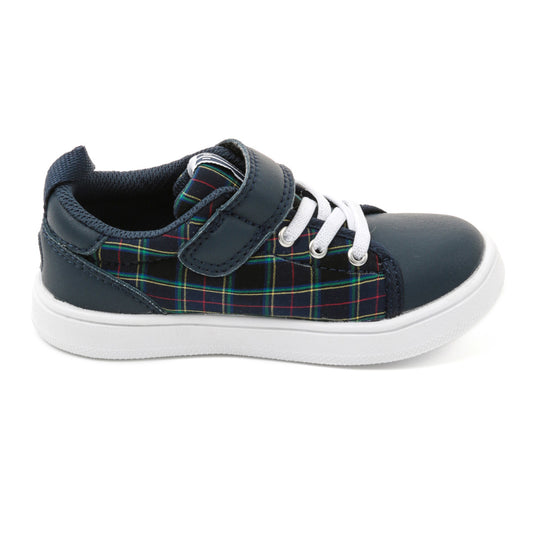 IFME Bansyu Ori Plaid Court Sole Sneaker Kids - Navy