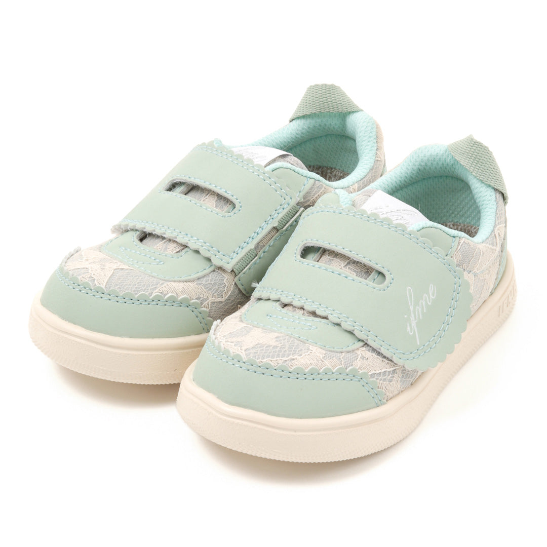Ifme Calin Glitter Lace One Belt Sneaker Kids - Green