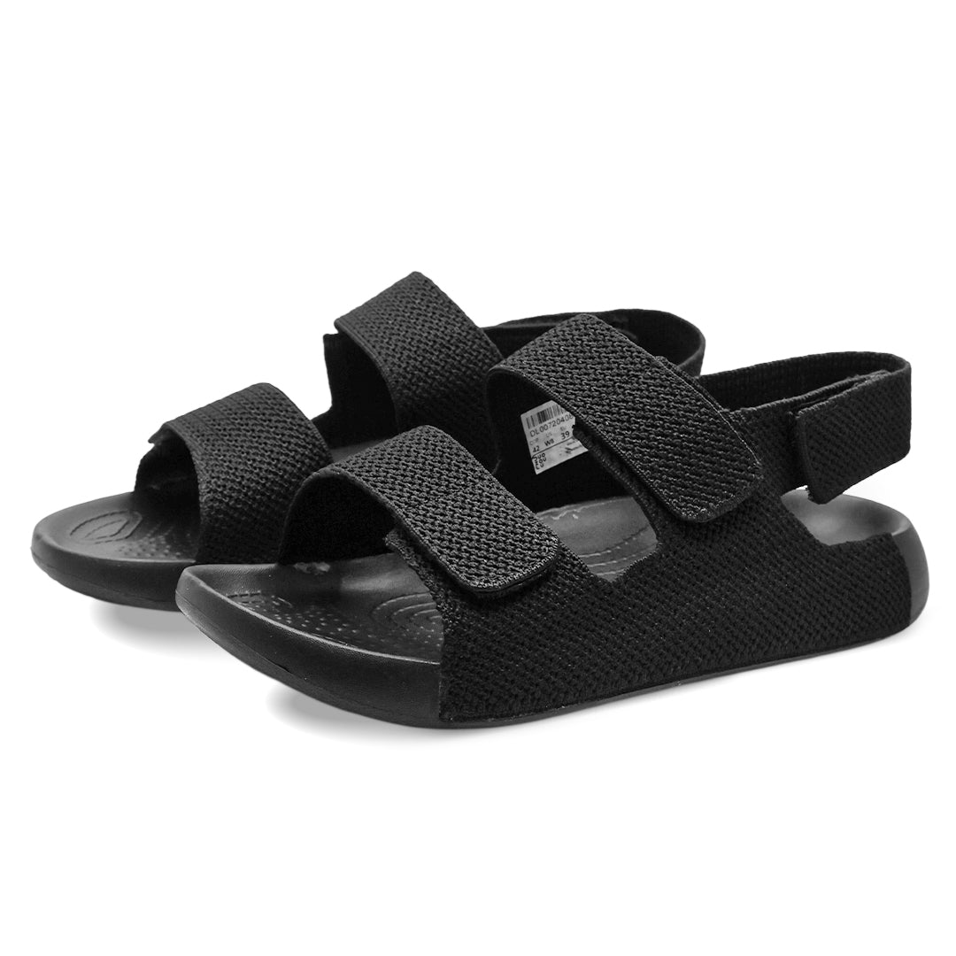 Aqua Three-Strap Knit Sandal - Black