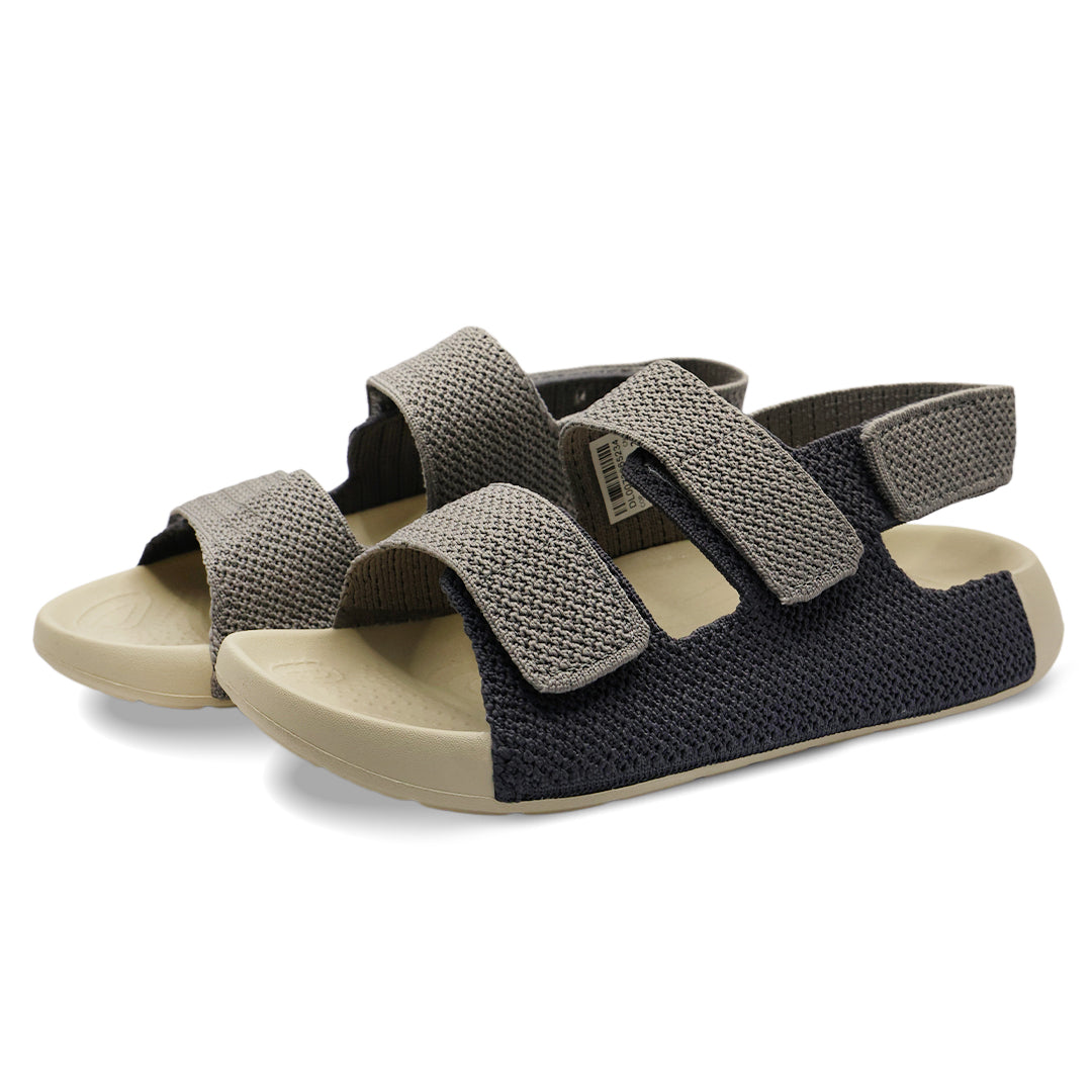 Aqua Three-Strap Knit Sandal - Grey Dark Charcoal