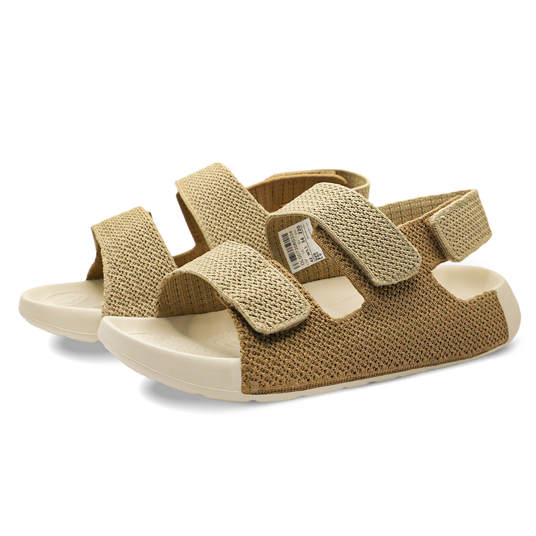 Aqua Three-Strap Knit Sandal - Warm Taupe Khaki Brown