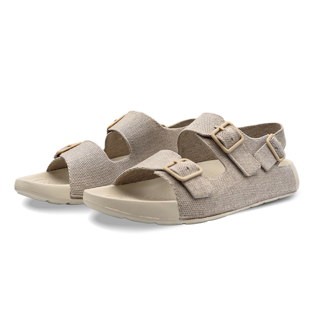 Aqua Three Strap Silk Wool Sandal - Mocha