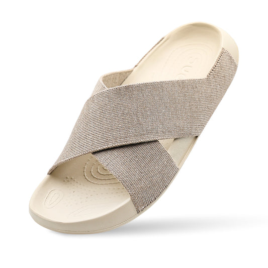 Aqua Cross Silk Wool Slide - Mocha