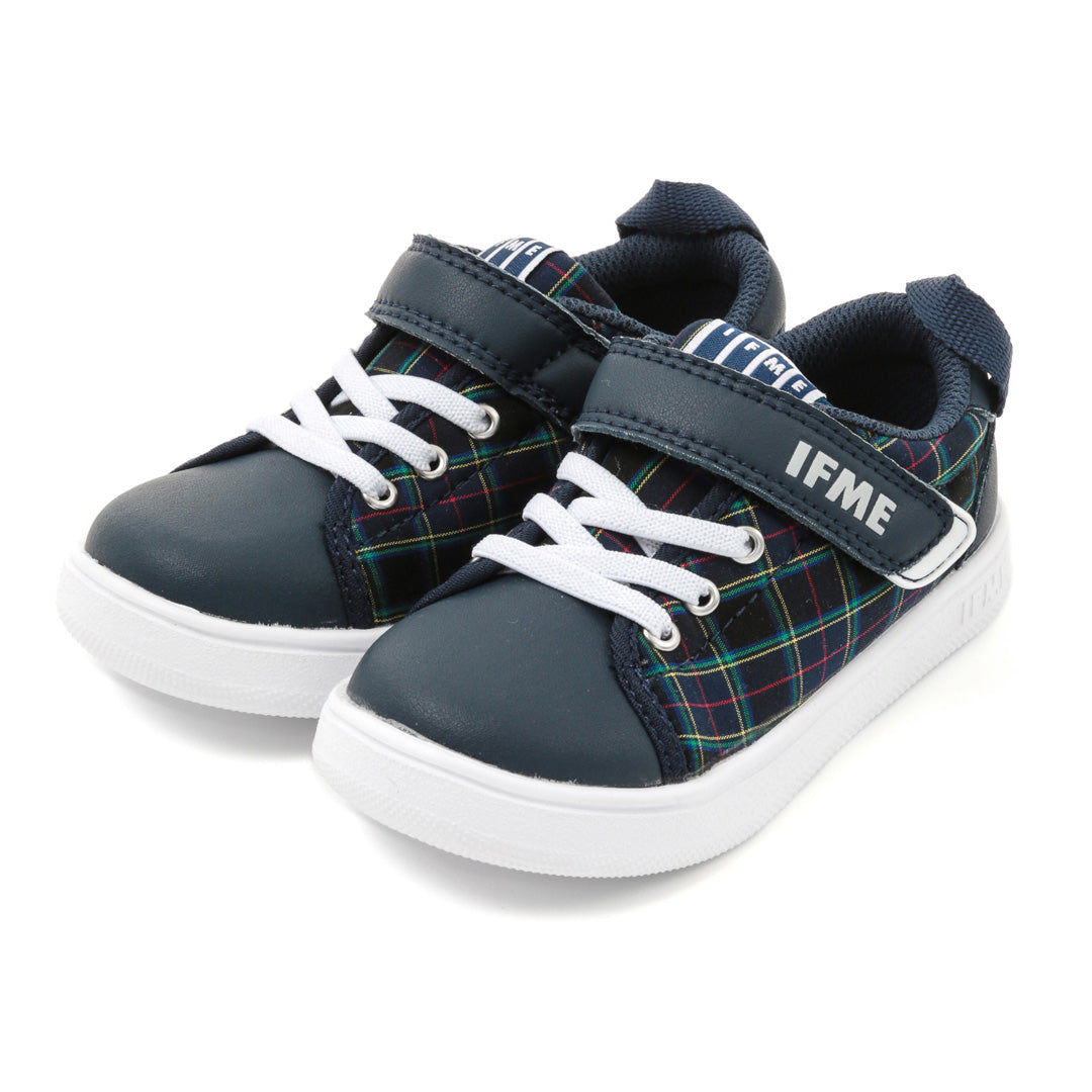 IFME Bansyu Ori Plaid Court Sole Sneaker Kids - Navy
