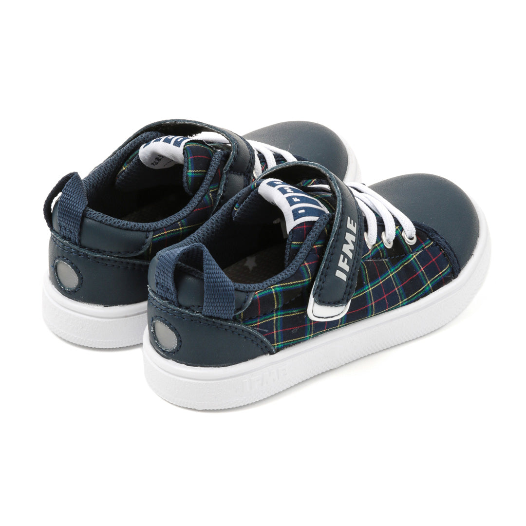 IFME Bansyu Ori Plaid Court Sole Sneaker Kids - Navy