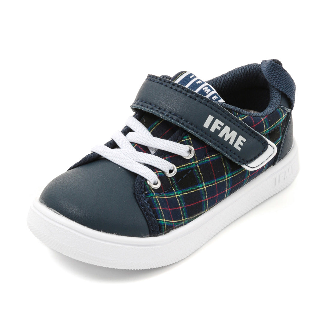 IFME Bansyu Ori Plaid Court Sole Sneaker Kids - Navy