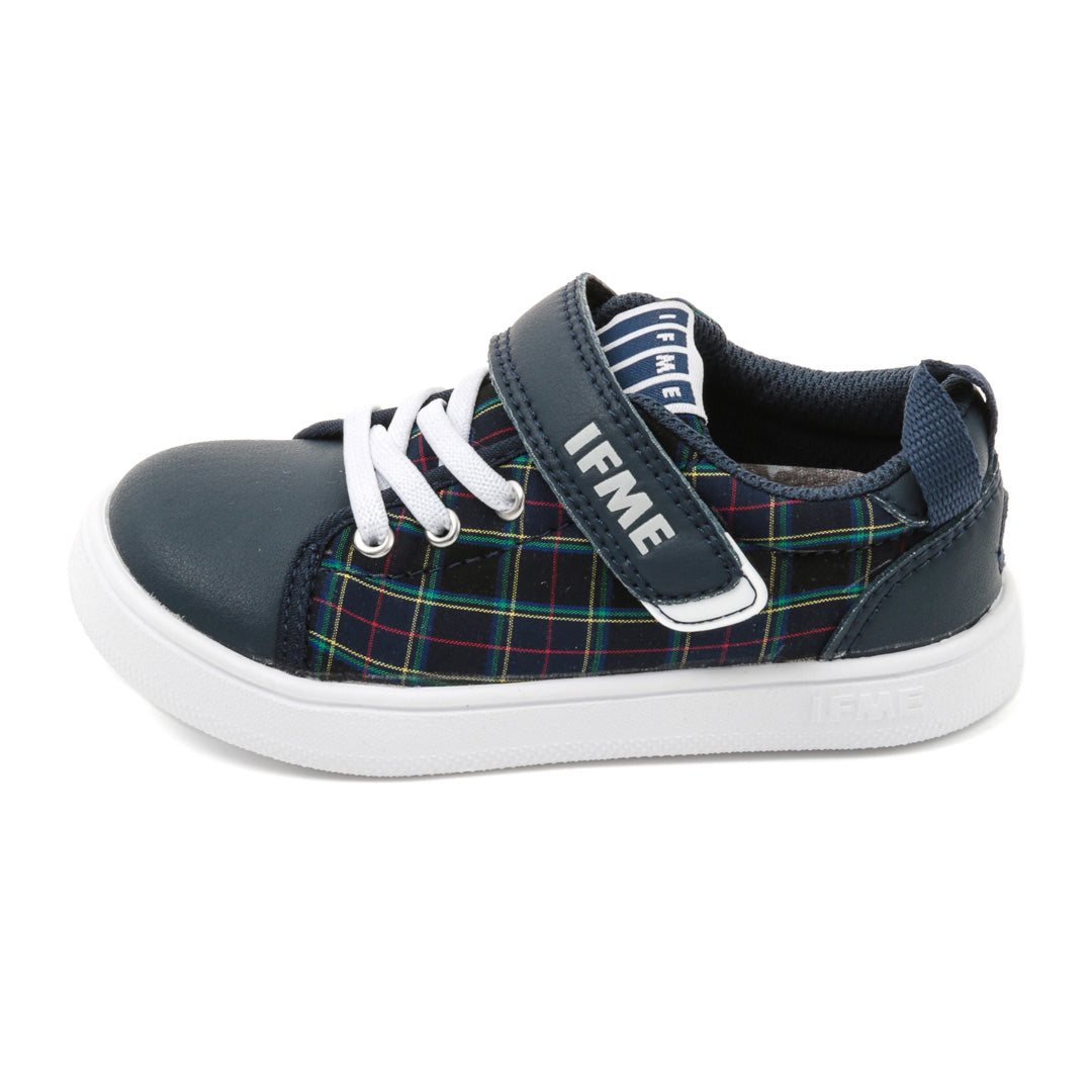 IFME Bansyu Ori Plaid Court Sole Sneaker Kids - Navy