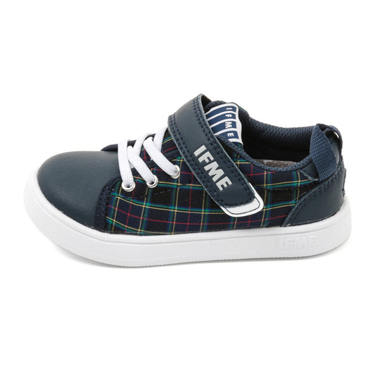 IFME Bansyu Ori Plaid Court Sole Sneaker Kids - Navy