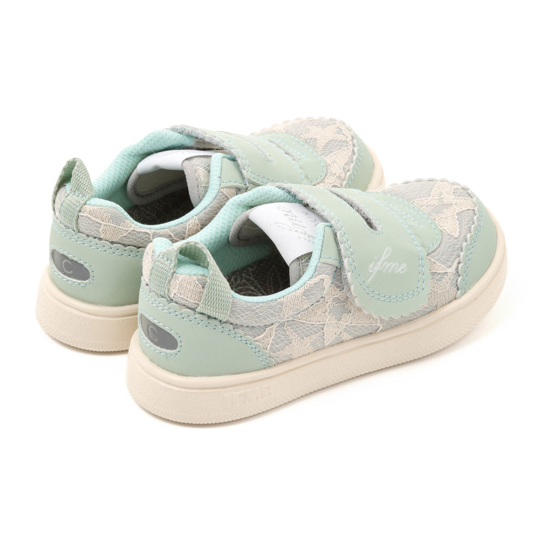 Ifme Calin Glitter Lace One Belt Sneaker Kids - Green