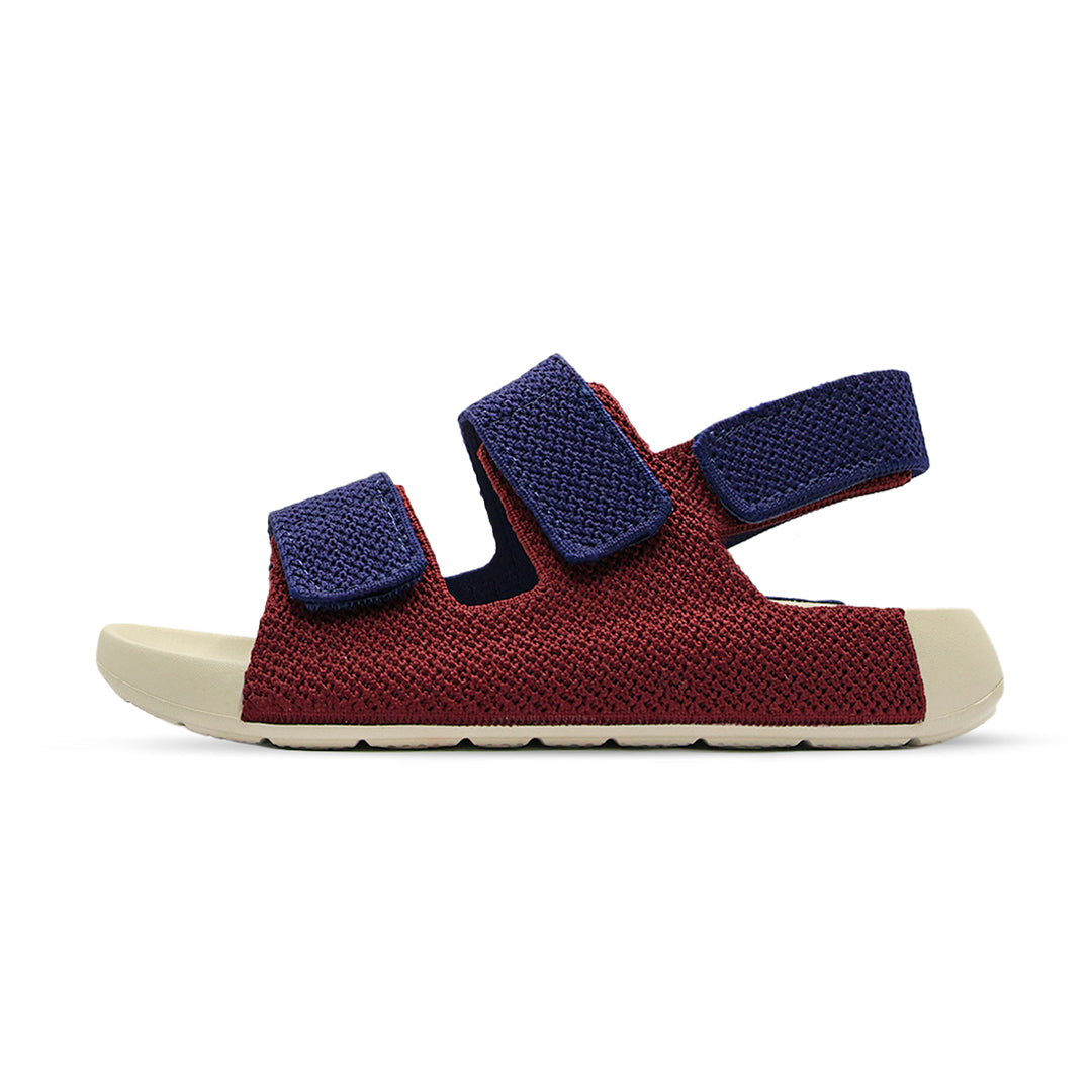 Aqua Three-Strap Knit Sandal - Dark Navy Bordeaux Red