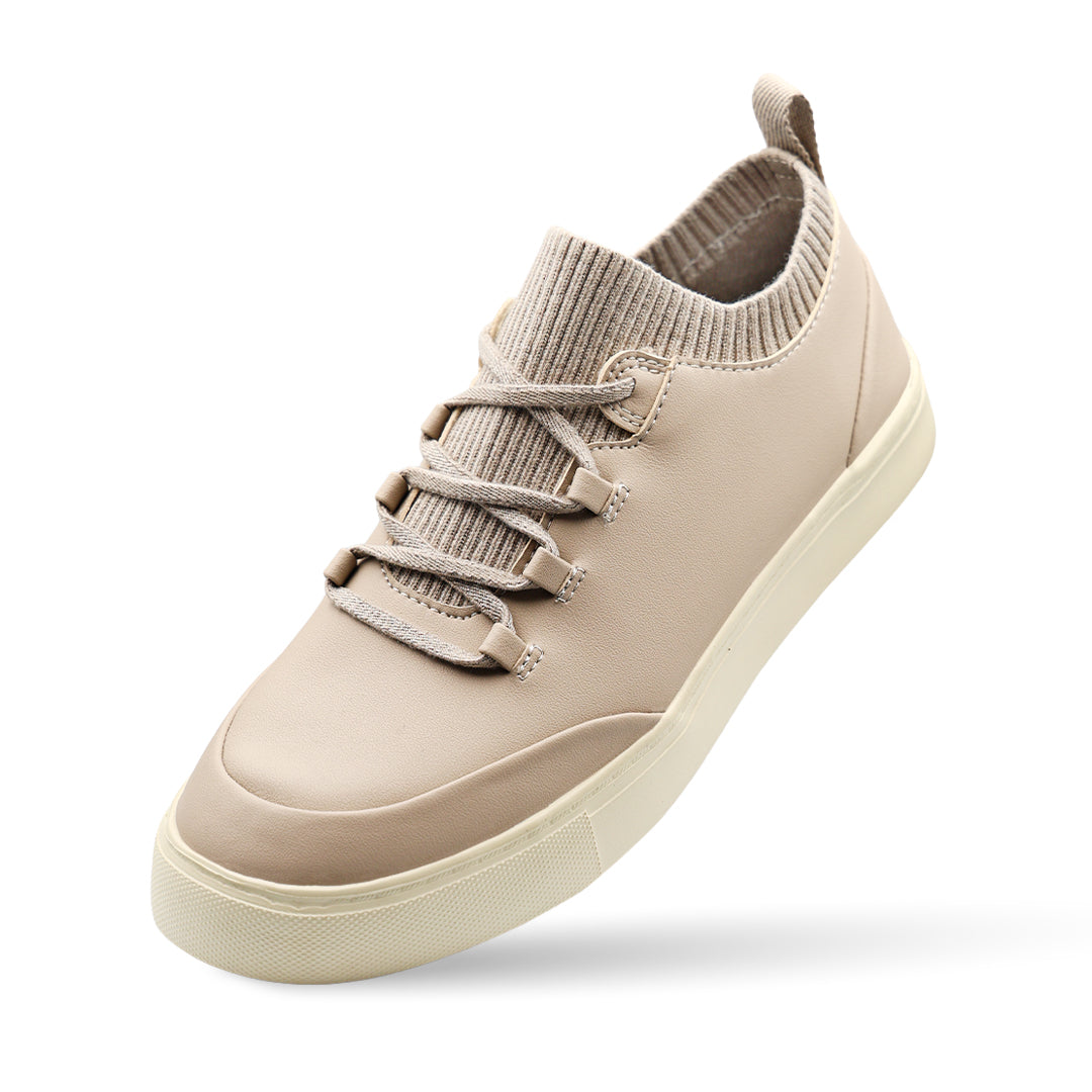 Sierra Lane Faux Leather Sneaker - Pale Beige
