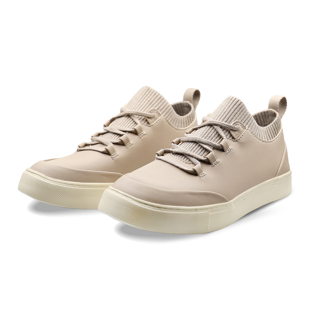 Sierra Lane Faux Leather Sneaker - Pale Beige