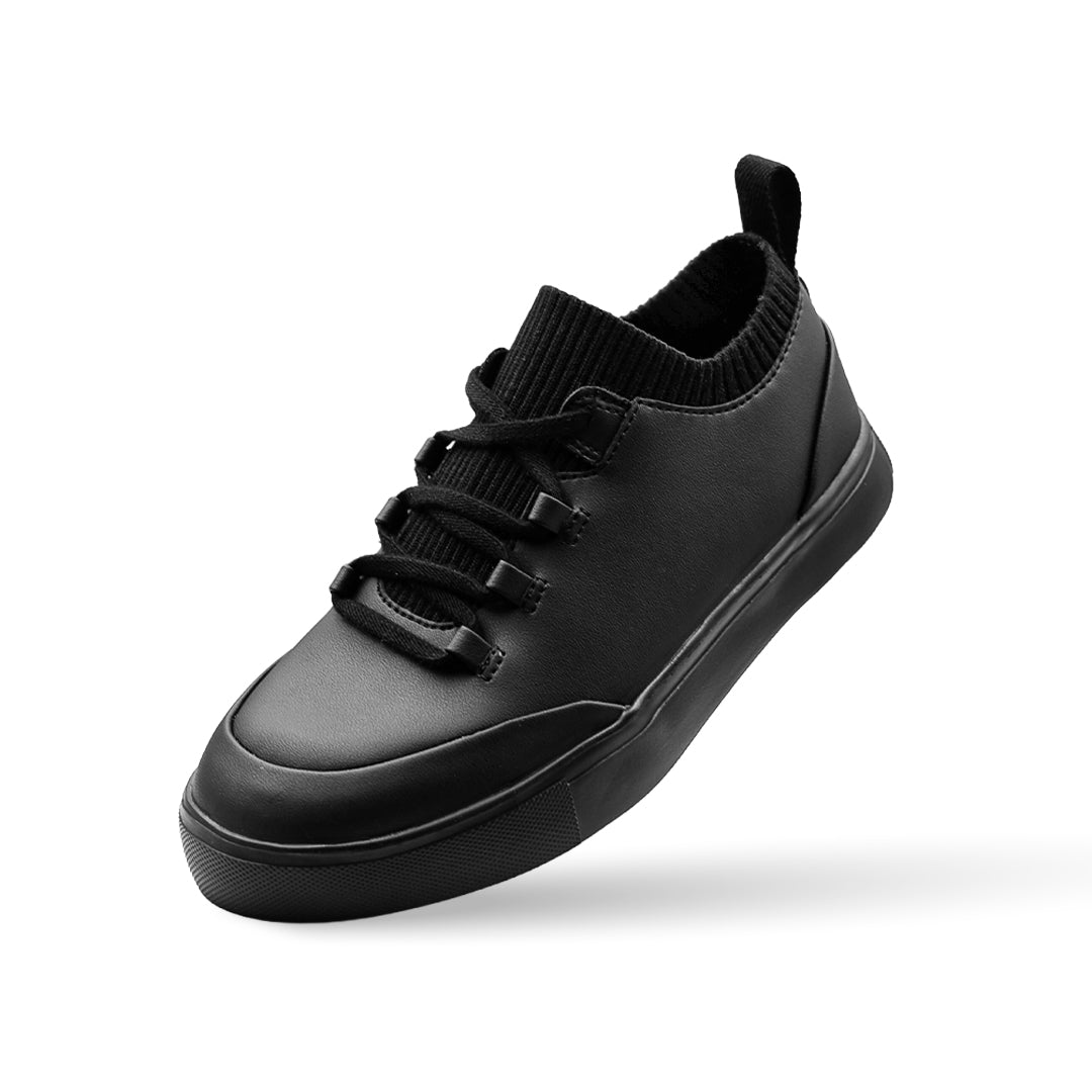 Sierra Lane Faux Leather Sneaker Kids - Black