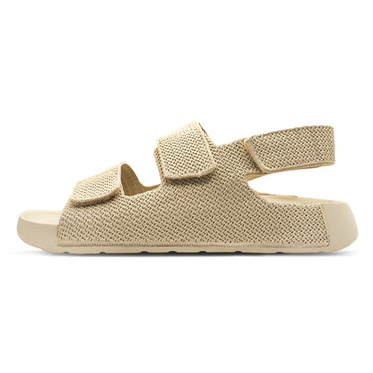 Aqua Three-Strap Knit Sandal - Sand
