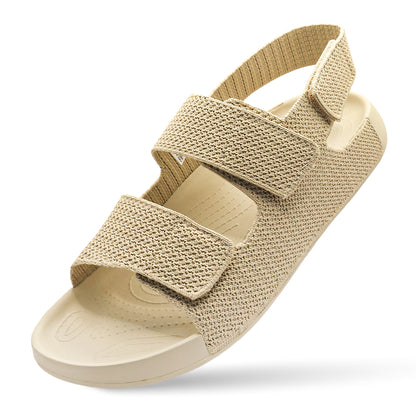 Aqua Three-Strap Knit Sandal - Sand