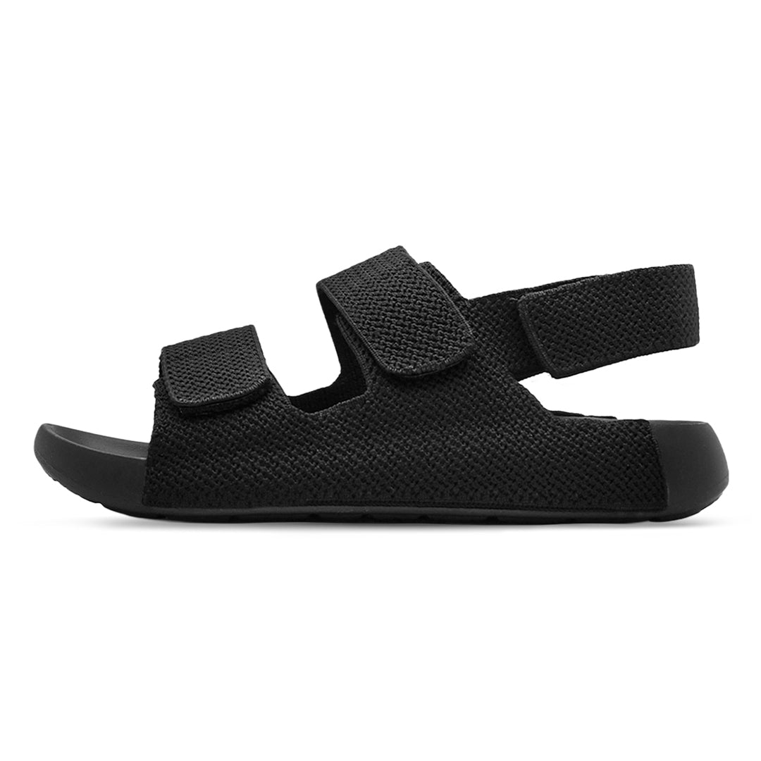 Aqua Three-Strap Knit Sandal - Black