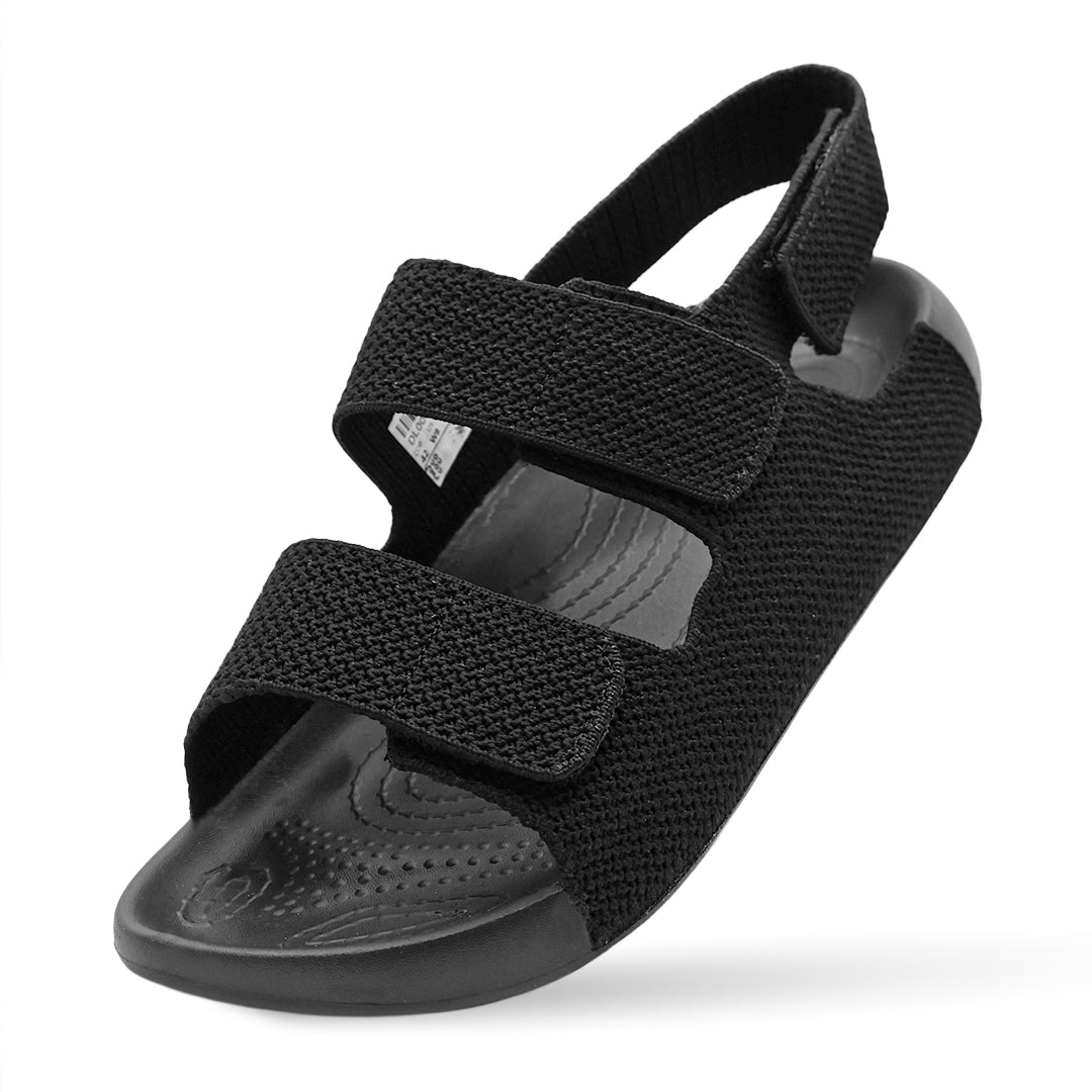 Aqua Three-Strap Knit Sandal - Black