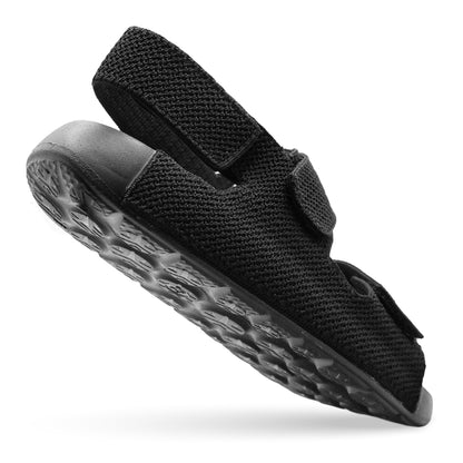 Aqua Three-Strap Knit Sandal - Black