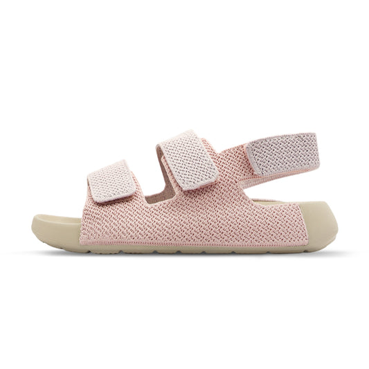 Aqua Three-Strap Knit Sandal - White Light Pink