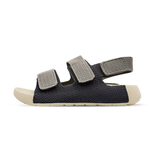 Aqua Three-Strap Knit Sandal - Grey Dark Charcoal