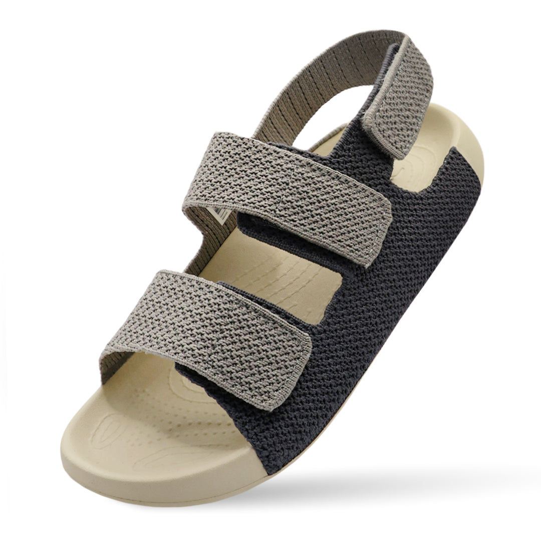 Aqua Three-Strap Knit Sandal - Grey Dark Charcoal