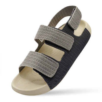 Aqua Three-Strap Knit Sandal - Grey Dark Charcoal