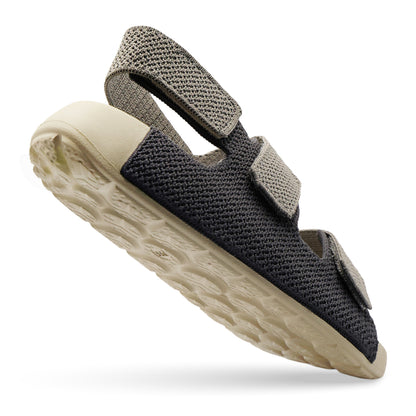 Aqua Three-Strap Knit Sandal - Grey Dark Charcoal