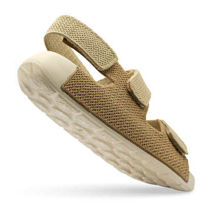 Aqua Three-Strap Knit Sandal - Warm Taupe Khaki Brown