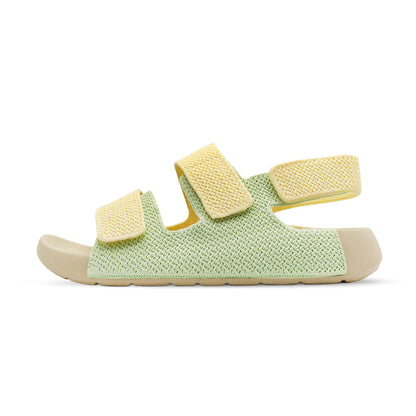 Aqua Three-Strap Knit Sandal - Butter Minty Green
