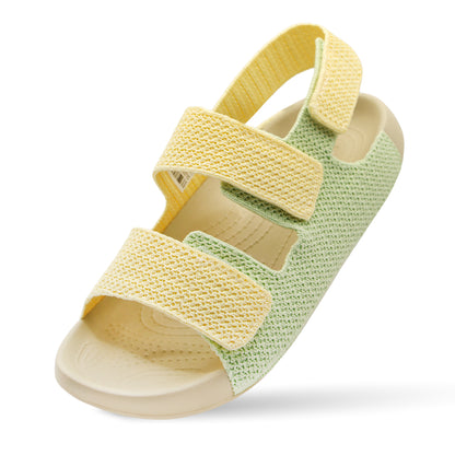 Aqua Three-Strap Knit Sandal - Butter Minty Green