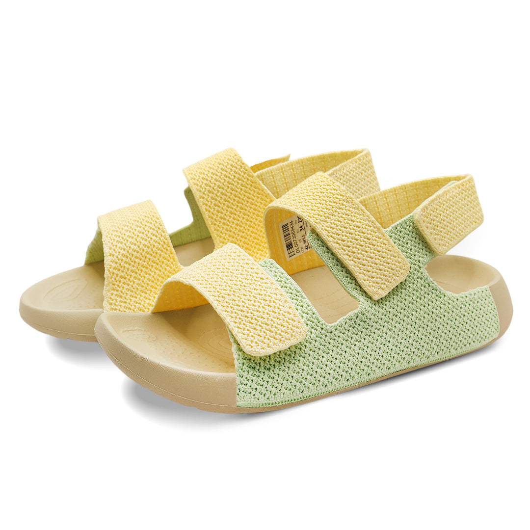 Aqua Three-Strap Knit Sandal - Butter Minty Green