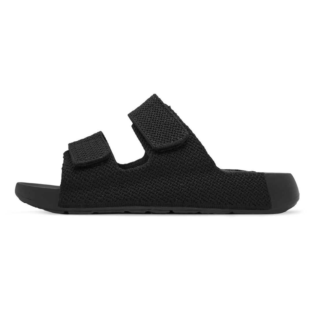 Aqua Two-Strap Knit Slide - Black