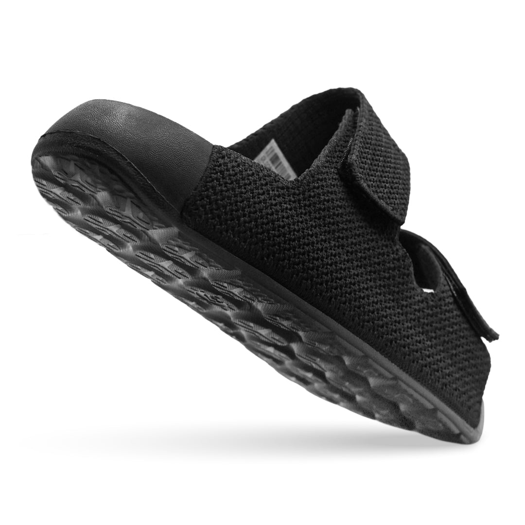 Aqua Two-Strap Knit Slide - Black