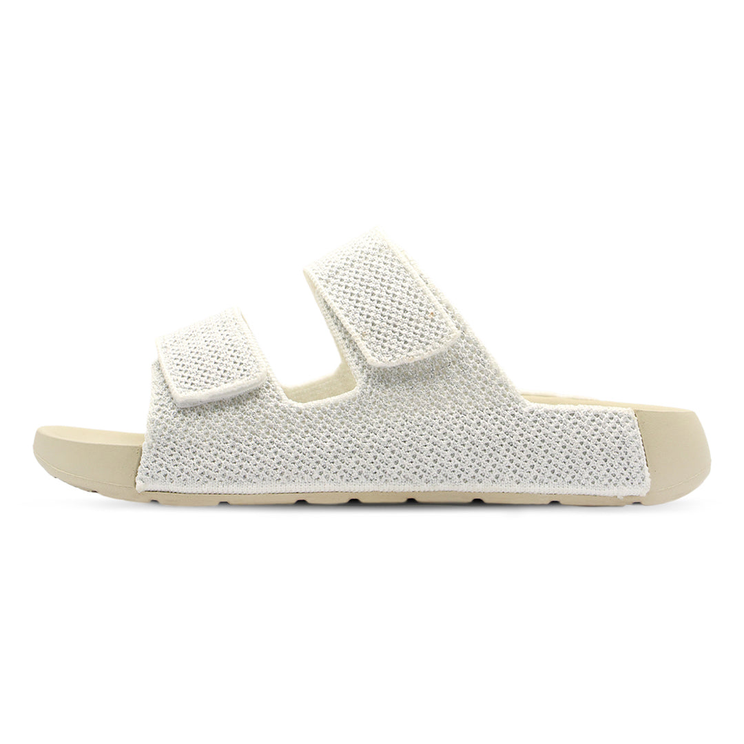 Aqua Two-Strap Knit Slide - Moonshine Silver