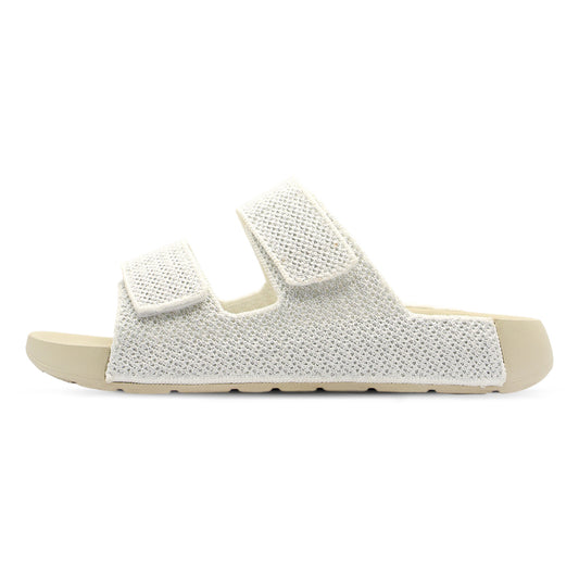 Aqua Two-Strap Knit Slide - Moonshine Silver