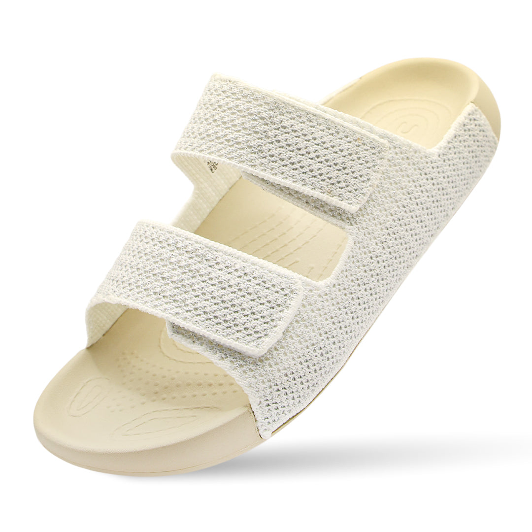Aqua Two-Strap Knit Slide - Moonshine Silver