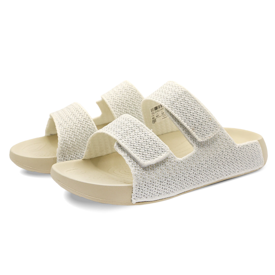Aqua Two-Strap Knit Slide - Moonshine Silver