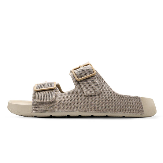 Aqua Two Strap Silk Wool Slide - Mocha