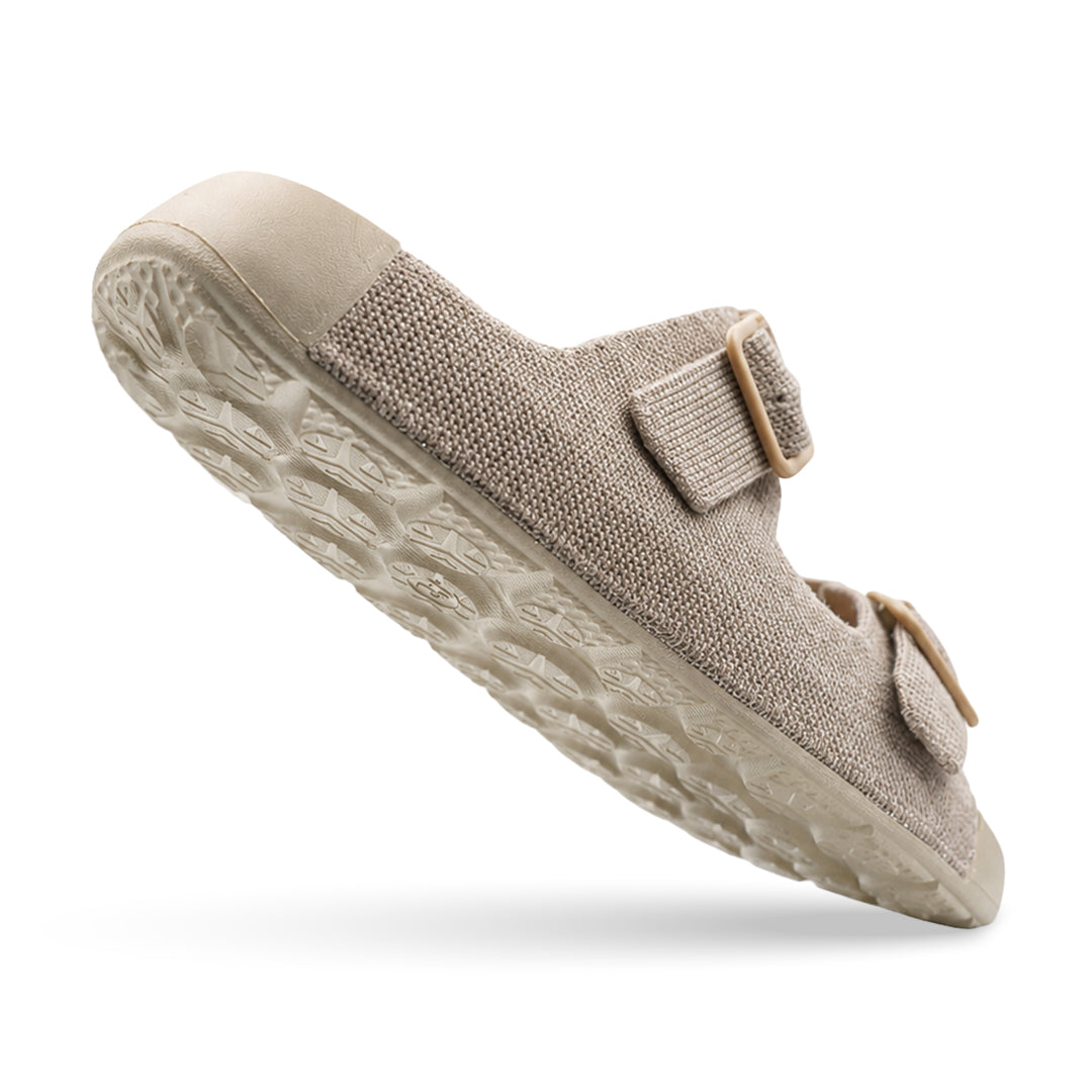 Aqua Two Strap Silk Wool Slide - Mocha