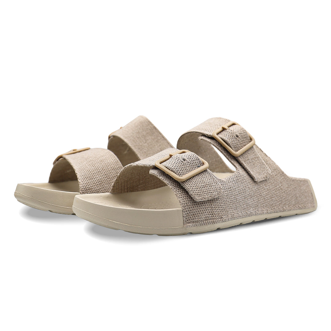 Aqua Two Strap Silk Wool Slide - Mocha