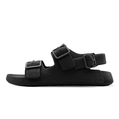 Aqua Three Strap Silk Wool Sandal Men - Jet Black