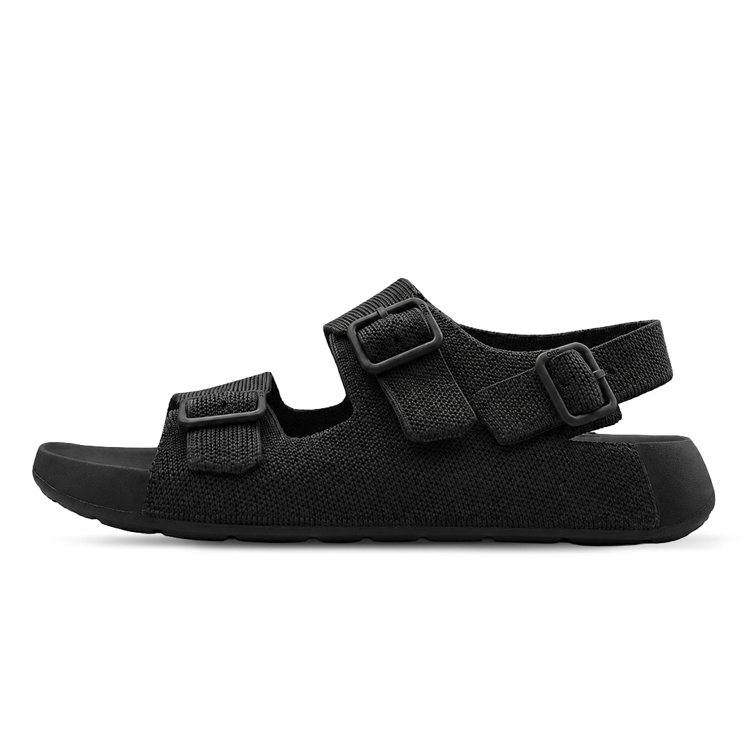 Aqua Three Strap Silk Wool Sandal Men - Jet Black