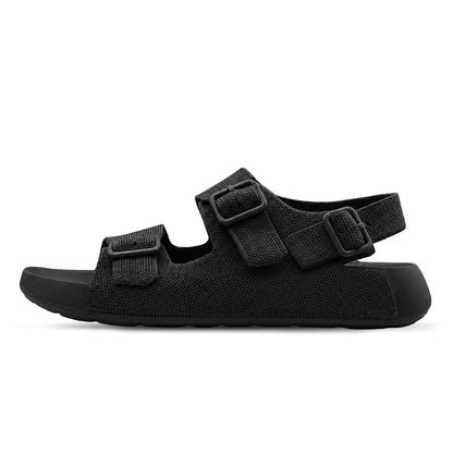 Aqua Three Strap Silk Wool Sandal Men - Jet Black
