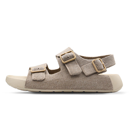 Aqua Three Strap Silk Wool Sandal - Mocha