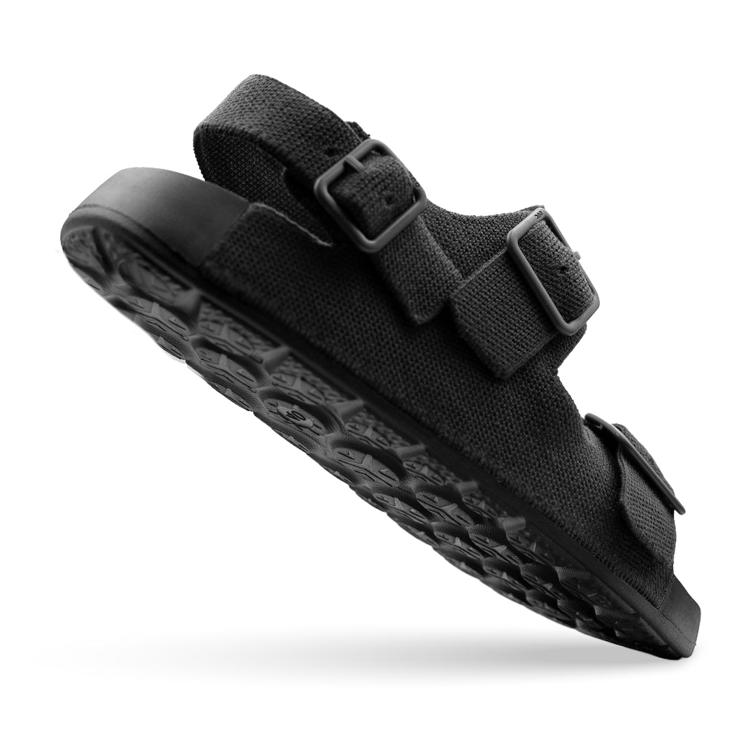 Aqua Three Strap Silk Wool Sandal Men - Jet Black