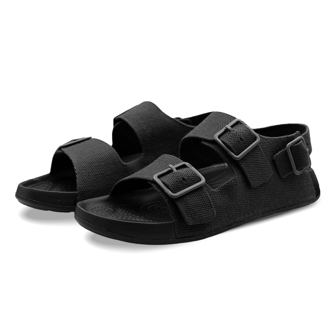 Aqua Three Strap Silk Wool Sandal Men - Jet Black