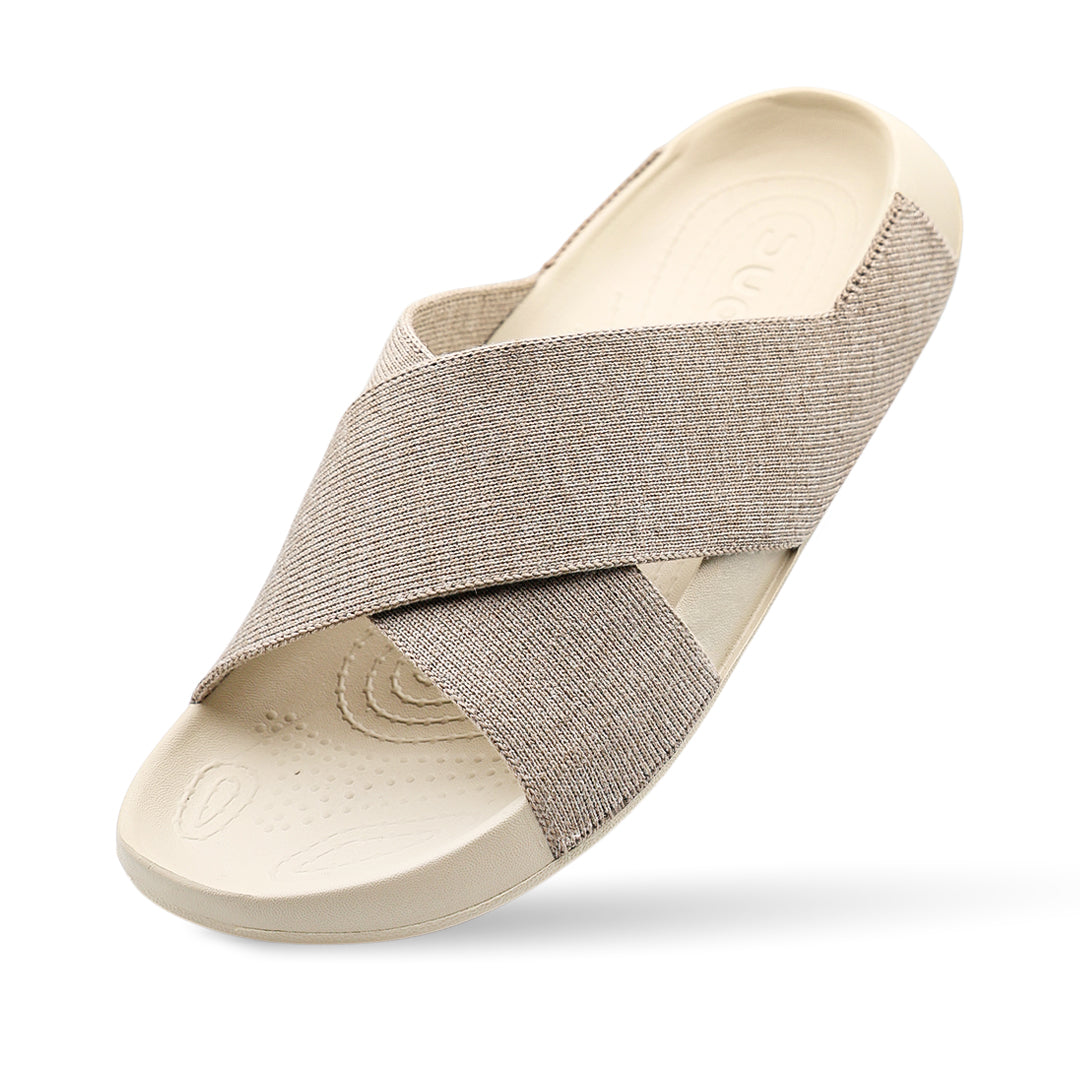 Aqua Cross Silk Wool Slide - Mocha