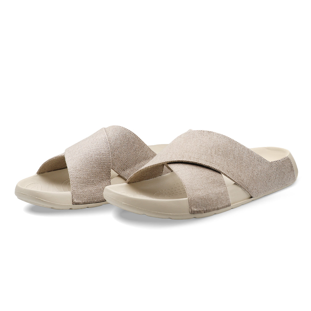 Aqua Cross Silk Wool Slide - Mocha