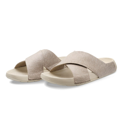 Aqua Cross Silk Wool Slide - Mocha
