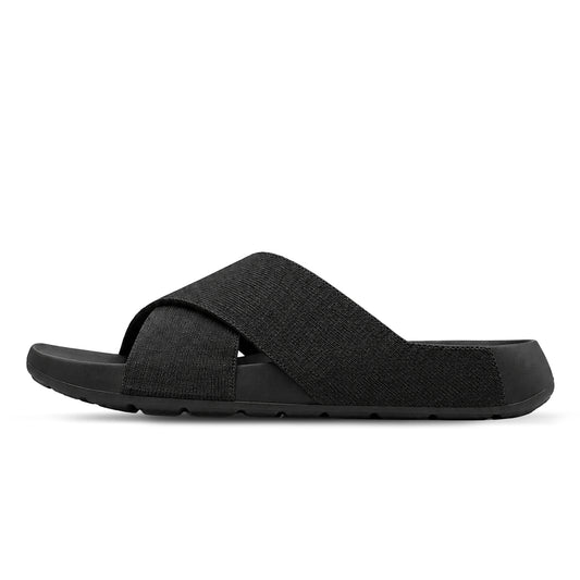 Aqua Cross Silk Wool Slide - Jet Black
